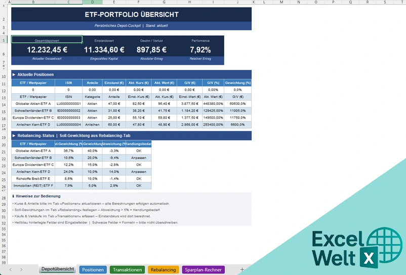 etf portfolio excel