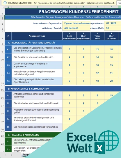 fragebogen kundenzufriedenheit excel vorlage