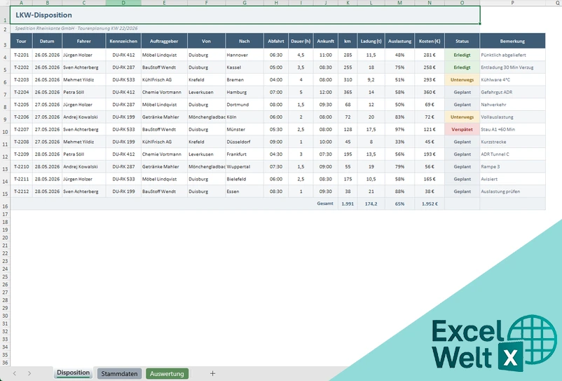 lkw disposition excel
