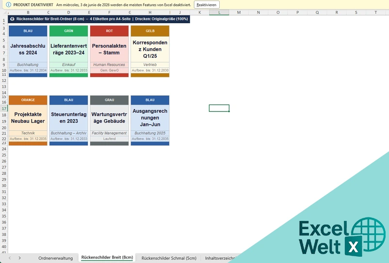 ordner beschriftung vorlage excel