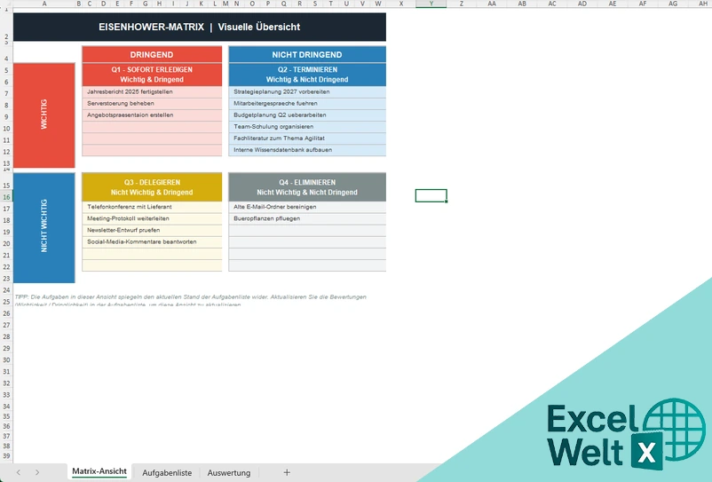 eisenhower matrix excel vorlage