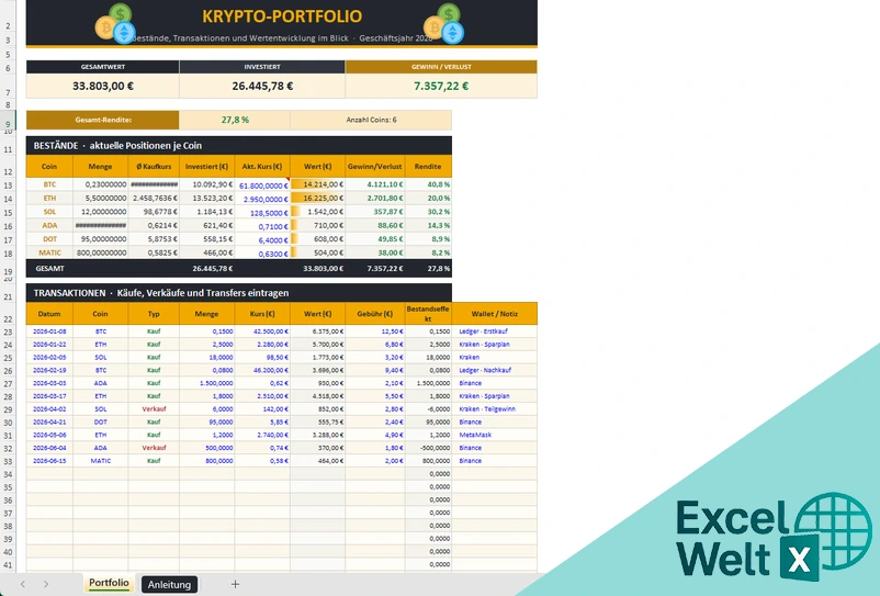 Krypto Excel Vorlage