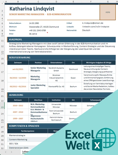 lebenslauf excel