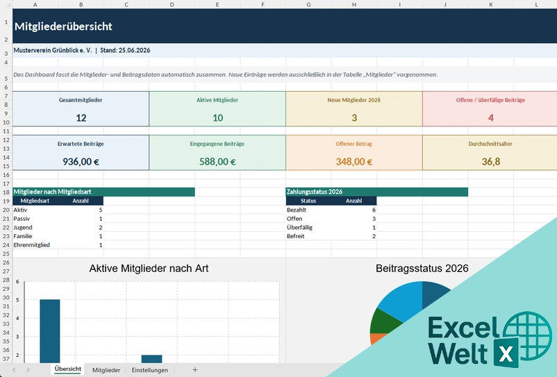 mitgliederliste verein vorlage excel