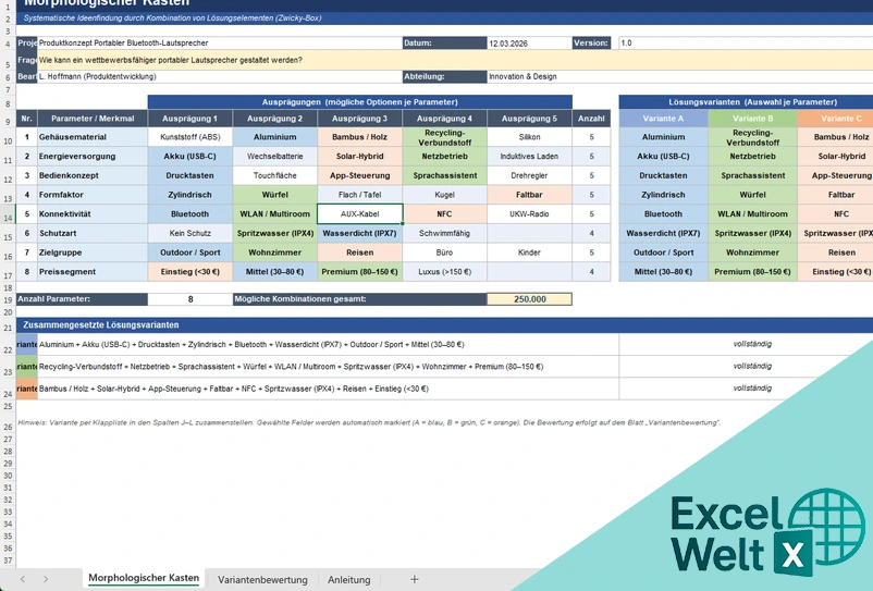 morphologischer kasten excel vorlage