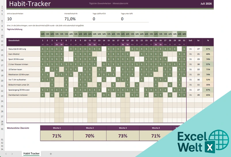Tracking Liste Excel Vorlage