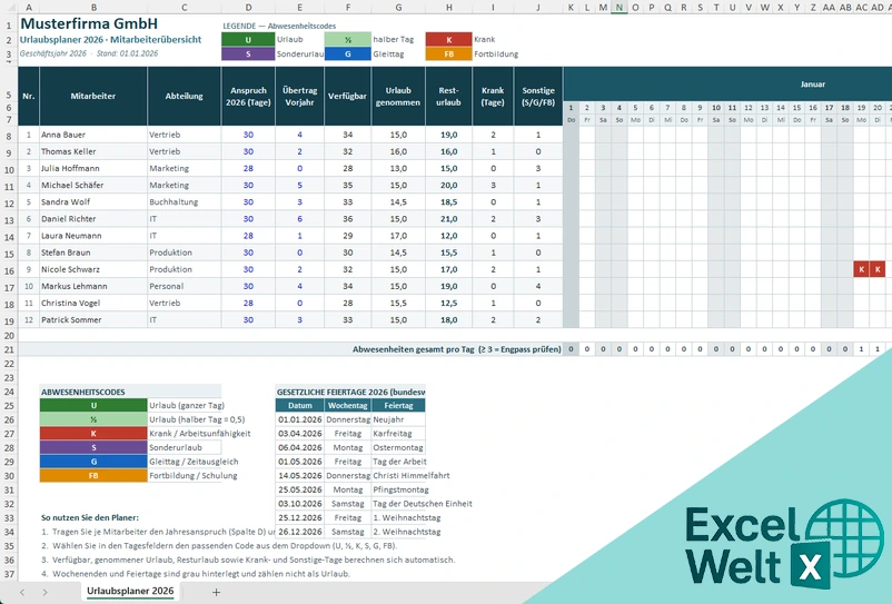 urlaubsplan mitarbeiter excel