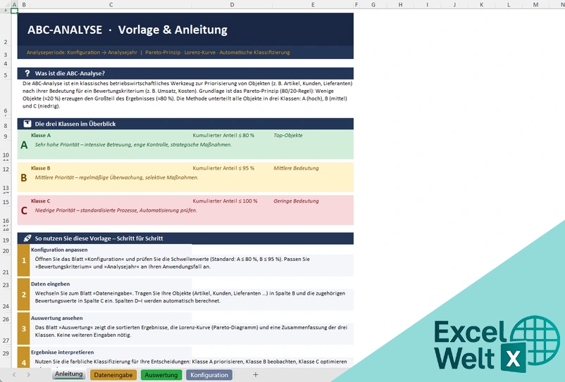 abc analyse excel vorlage