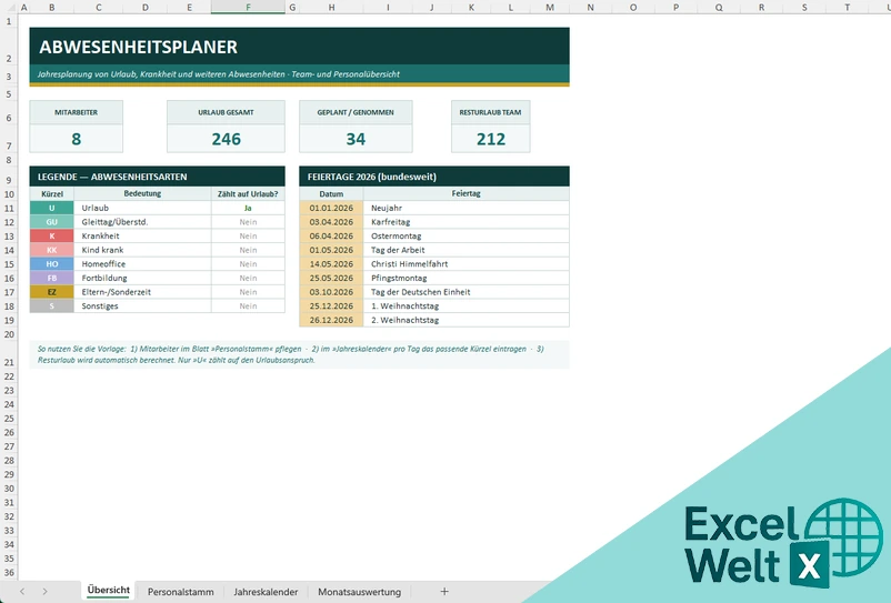 Abwesenheitsplaner Excel