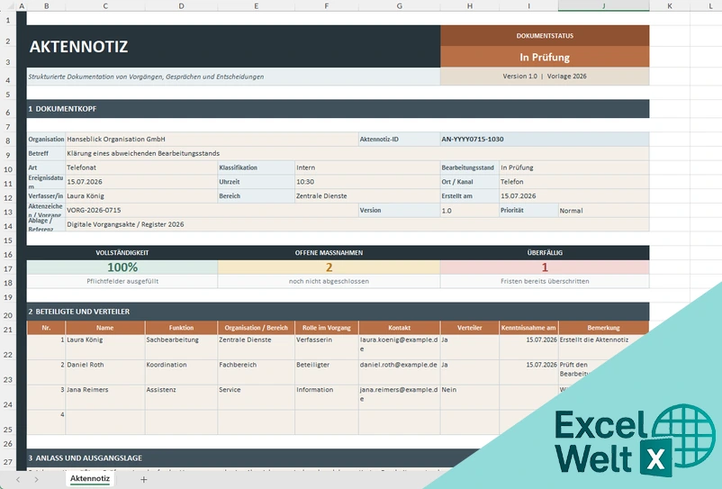 Aktennotiz Excel
