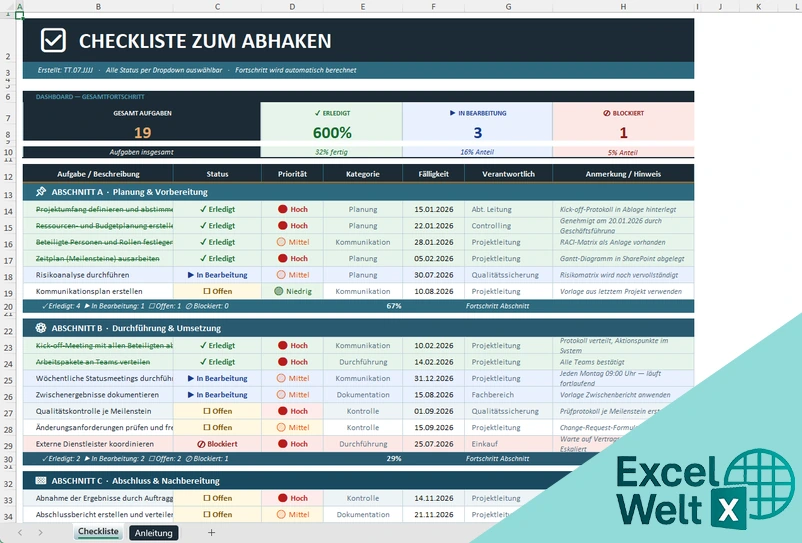 checkliste vorlage zum abhaken vorlage