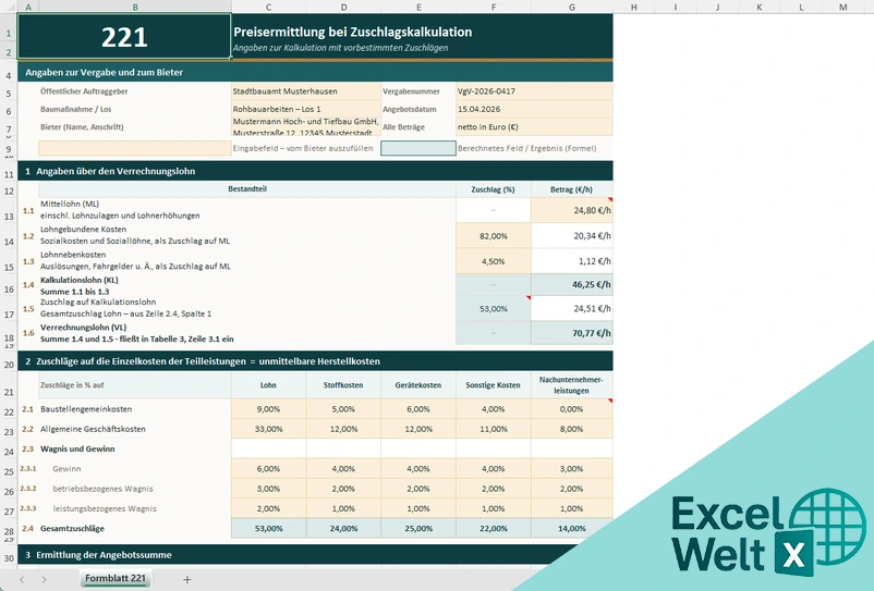 formblatt 221 excel vorlage