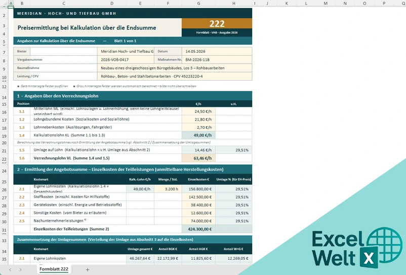 formblatt 222 excel vorlage