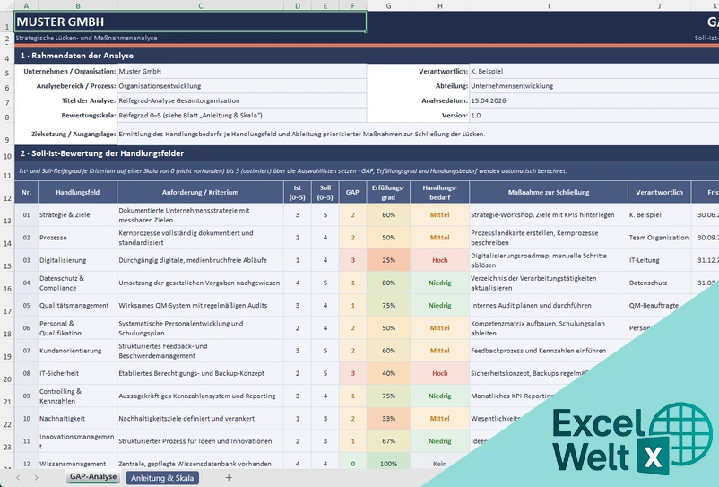 GAP Analyse Excel Vorlage
