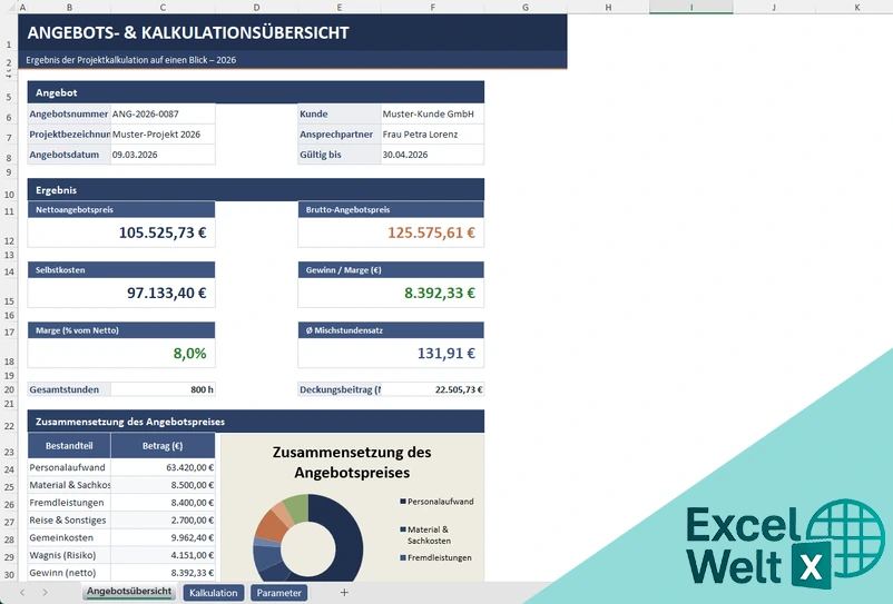 projektkalkulation excel vorlage