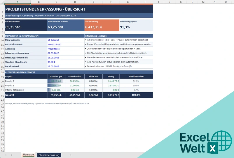 projektstundenerfassung excel