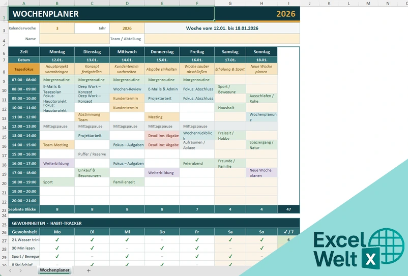 Wochenplaner Excel