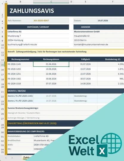 Zahlungsavis Excel