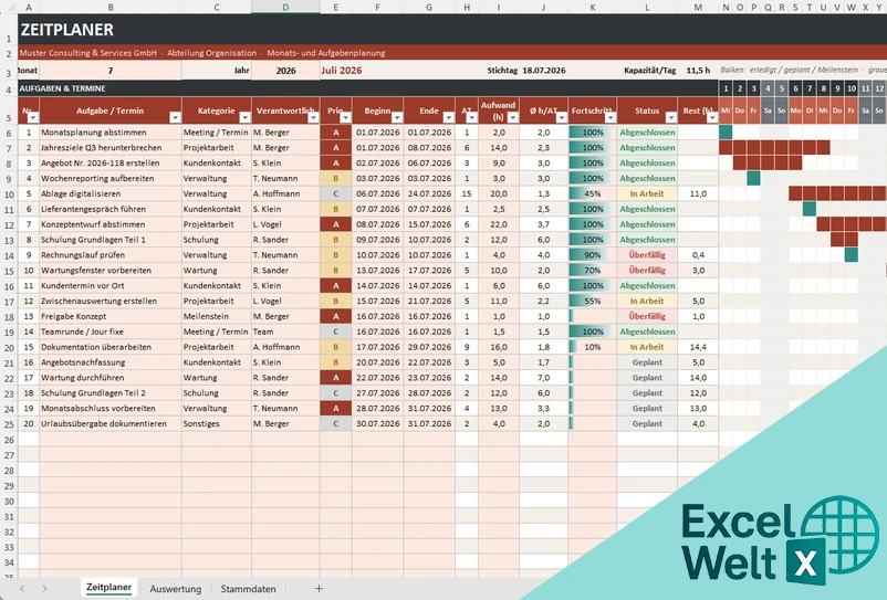 Zeitplaner Vorlage Excel