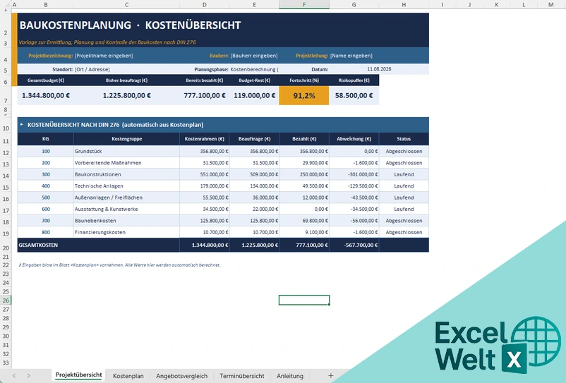 baukostenrechner excel kostenlos