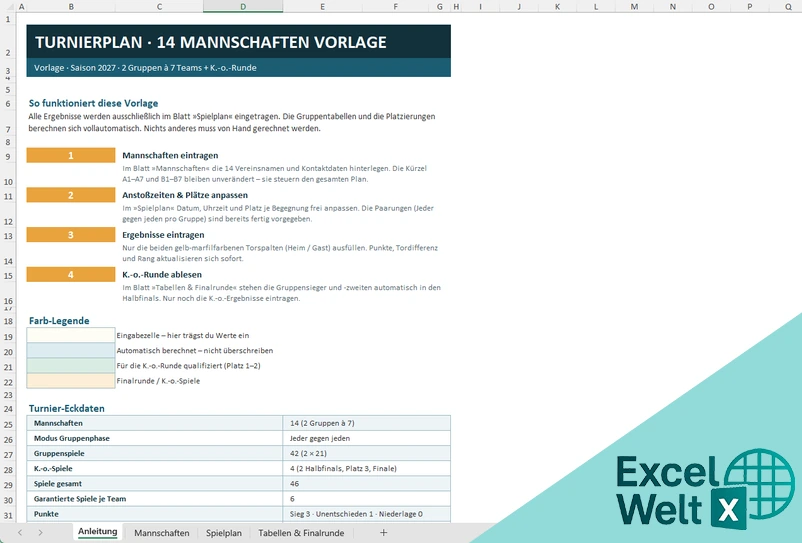 turnierplan excel 14 mannschaften
