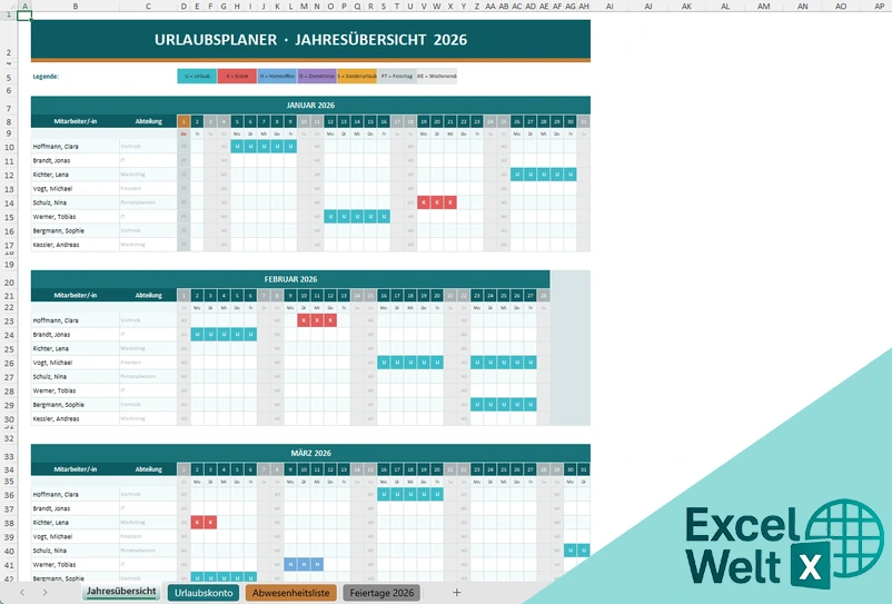 urlaubsplaner excel