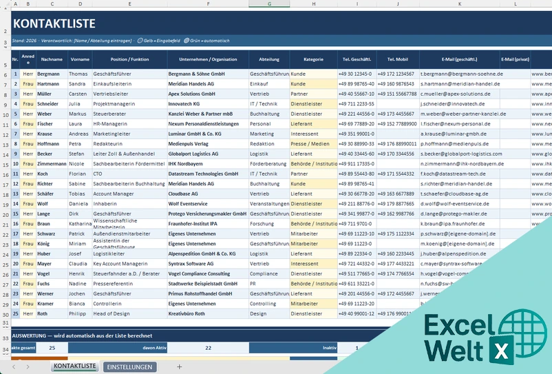 Kontaktliste Excel