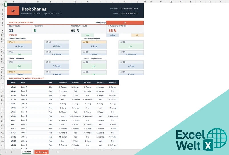 Desk Sharing Excel